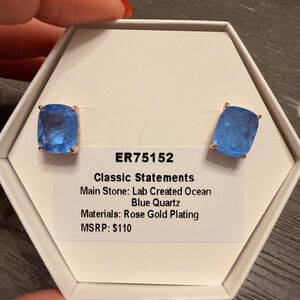 Classic Statements Rose Gold Earrings with Blue Quartz